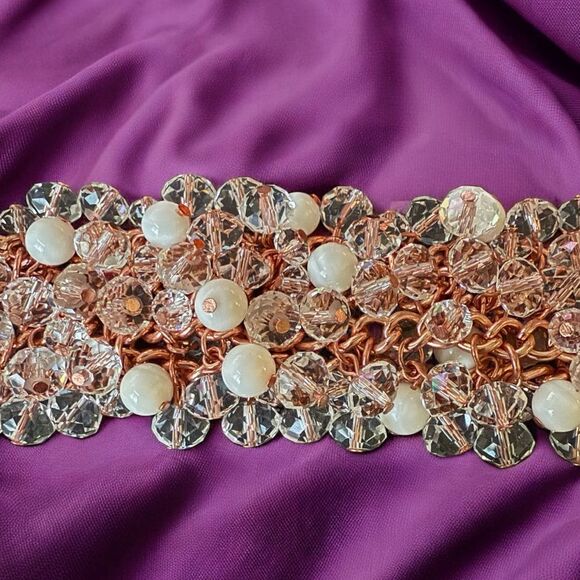 RJ Graziano “Pretty Pretty” White and Clear Beaded Rose GoldTone Bracelet - Picture 5 of 5